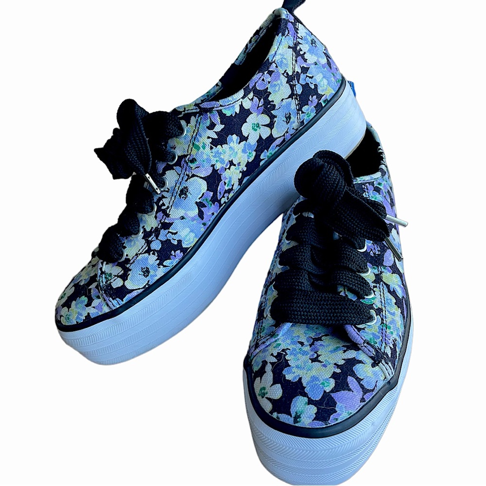 Keds Floral Blue and Black Sneakers